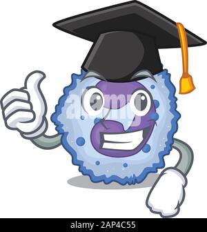 happy and proud of basophil cell wearing a black Graduation hat Stock Vector