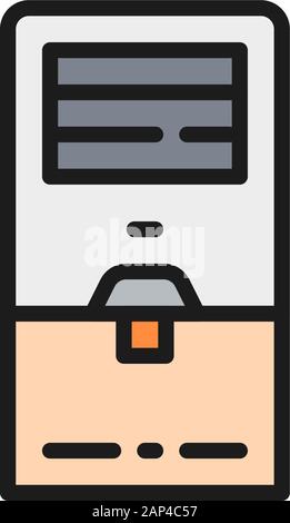 Vector portable air conditioner, cooler flat color line icon. Stock Vector