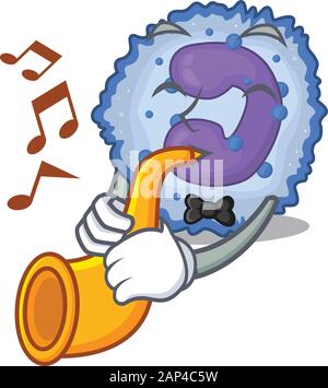 cartoon character style of basophil cell performance with trumpet Stock Vector