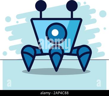 robot with three feet technology isolated icon Stock Vector