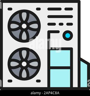 Vector multi-split system, air conditioner flat color line icon. Stock Vector