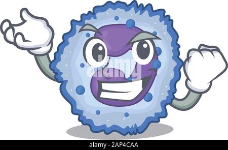 Happy confident Successful basophil cell cartoon character style Stock Vector