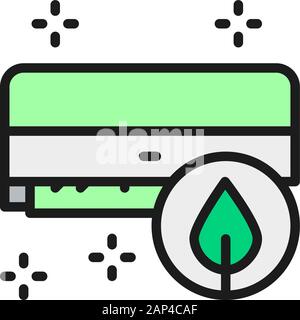 Air humidification, freshness of air conditioning flat color line icon. Stock Vector