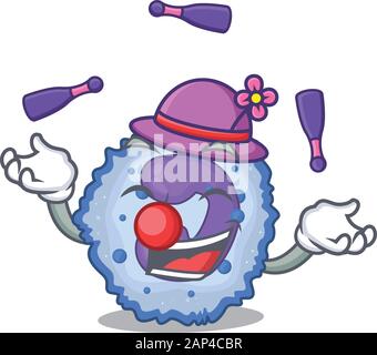 Smart basophil cell cartoon character design playing Juggling Stock Vector