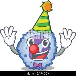 Funny Clown basophil cell cartoon character mascot design Stock Vector