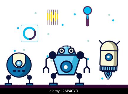 group of robots technology icons Stock Vector