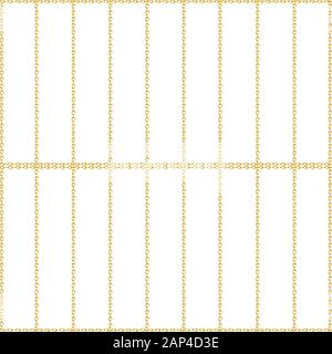 Cells seamless pattern. Golden chain fence. Stock Vector