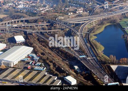 aerial view of Spaghetti Junction, or Gravelly Hill Interchange, Birmingham, UK Stock Photo