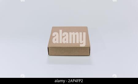 Download Front View Of Kraft Paper Box With Transparent Window Isolated On White Stock Photo Alamy PSD Mockup Templates