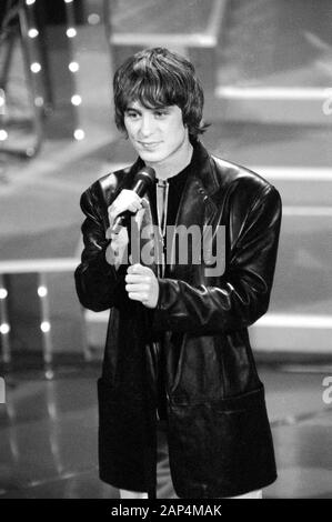 Sanremo Italy 22/02/1996,Take That, guests of the Sanremo Festival 1996 : Mark Owen during the performance Stock Photo