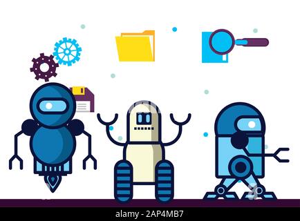 group of robots technology icons Stock Vector