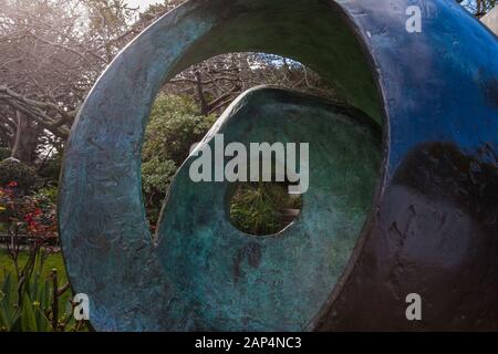 Sphere with Inner Form (1963): Barbara Hepworth Sculpture Garden, St Ives, Cornwall Stock Photo