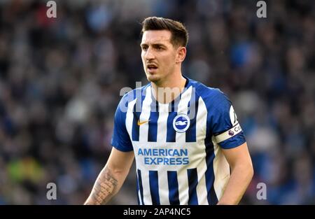 Lewis Dunk of Brighton during the Premier League match between Brighton and Hove Albion and Aston Villa at The Amex Stadium Brighton, UK - 18th January 2020 -Photo Simon Dack/Telephoto Images- Editorial use only. No merchandising. For Football images FA and Premier League restrictions apply inc. no internet/mobile usage without FAPL license - for details contact Football Dataco  Editorial use only. No merchandising. For Football images FA and Premier League restrictions apply inc. no internet/mobile usage without FAPL license - for details contact Football Dataco