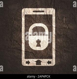 Smart phone and lock icons. Mobile gadgets technology relative image. Cyber security concept Stock Photo