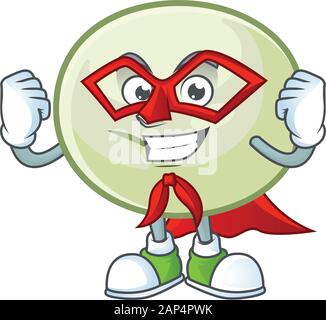 Smiley mascot of green hoppang dressed as a Super hero Stock Vector