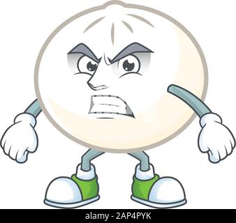 cartoon character of white hoppang with angry face Stock Vector