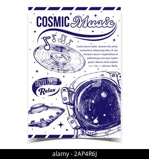 Cosmic Music Relax Time Advertising Poster Vector Stock Vector