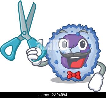 Smiley Funny Barber basophil cell cartoon character design style Stock Vector