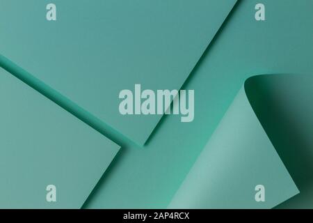 Abstract geometric shape light green color paper background Stock Photo