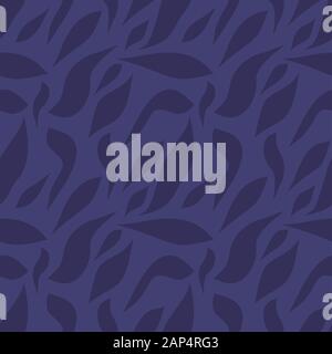 Seamless pattern with shapes of leaves. Abstract navy blue background for textile, fabric, design, web. Camouflage. Stock Vector