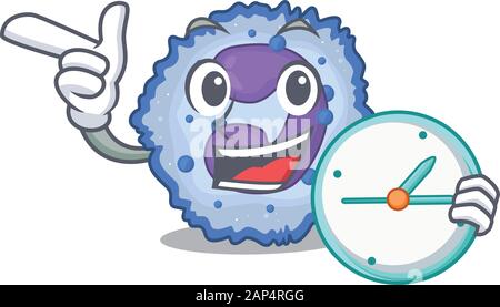 cartoon character style basophil cell having clock Stock Vector