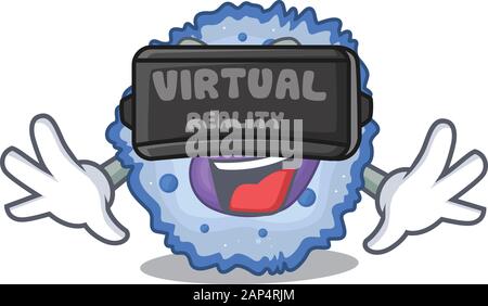 Trendy basophil cell character wearing Virtual reality headset Stock Vector