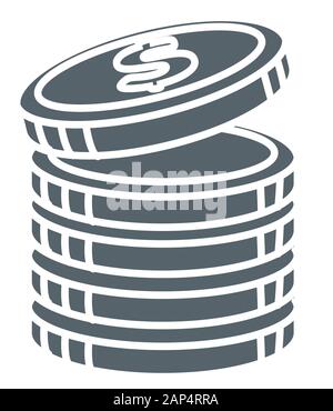 Coins stack, money and cash isolated icon, banking Stock Vector