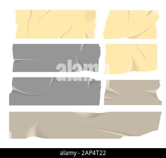 Adhesive tape isolated icons, realistic scotch stripes Stock Vector