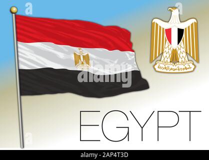 Egypt official national flag and coat of arms, african country, vector illustration Stock Vector