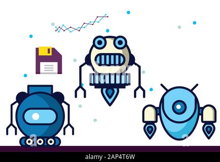 group of robots technology icons Stock Vector