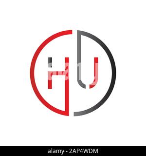 letter HU Logo Design Vector Template. Initial Linked Letter HU Vector ...