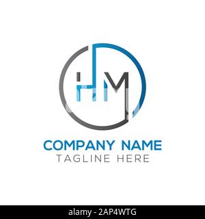 letter HM Logo Design Vector Template. Initial Linked Letter HM Vector Illustration Stock Vector