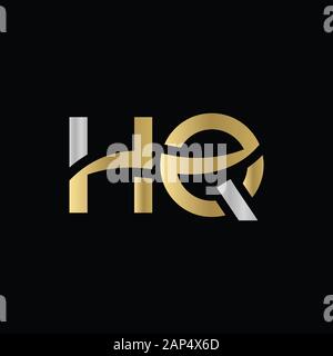 letter HQ Logo Design Vector Template. Initial Linked Letter HQ Vector Illustration Stock Vector