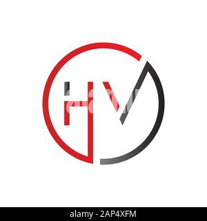 letter HV Logo Design Vector Template. Initial Linked Letter HV Vector Illustration Stock Vector