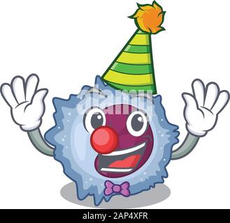 Funny Clown monocyte cell cartoon character mascot design Stock Vector