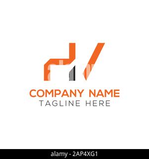 letter HV Logo Design Vector Template. Initial Linked Letter HV Vector Illustration Stock Vector