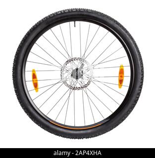 bike front wheel path isolated on white Stock Photo