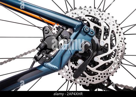 bike back wheel brake path isolated on white Stock Photo