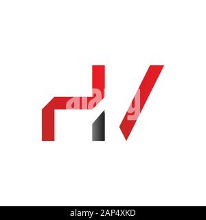 letter HV Logo Design Vector Template. Initial Linked Letter HV Vector Illustration Stock Vector