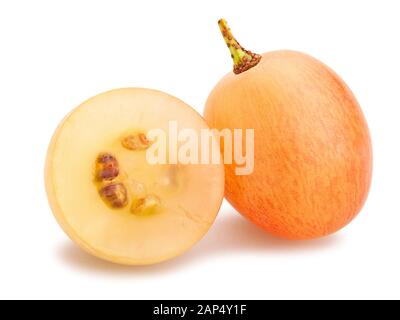 sliced pink grape path isolated on white Stock Photo