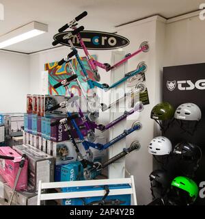 Sport Laden 1060 scootering and Skate shop, Vienna, Austria. Stock Photo