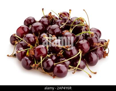 red cherry path isolated on white Stock Photo