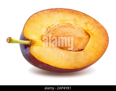 sliced plum path isolated on white Stock Photo