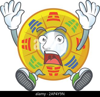 An icon character of chinese circle feng shui style with shocking gesture Stock Vector