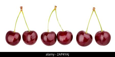 red cherry path isolated on white Stock Photo