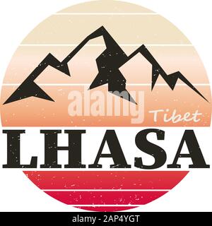 round Lasha Tibet China logo t-shirt design badge Stock Vector