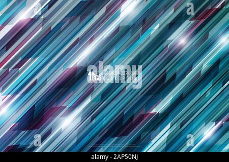 Abstract of technology design in a colorful square pattern with glitters decorative background. Decorate for ad, poster, artwork, futuristic work. Stock Vector