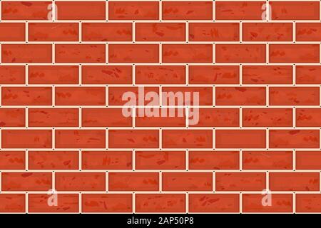 Red brick wall seamless pattern. Old brown brick wall background. Bright brick relief texture used for game, web design, textile, paper. Stock vector Stock Vector
