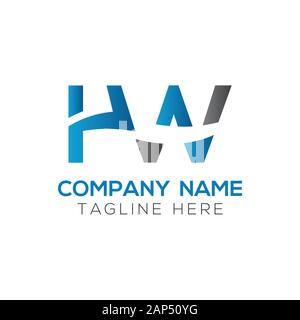letter HW Logo Design Vector Template. Initial Linked Letter HW Vector Illustration Stock Vector
