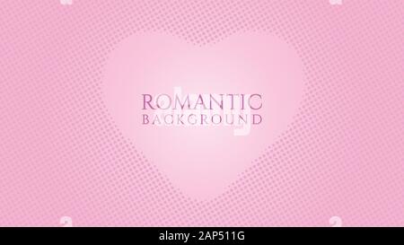 Halftone Frame Background Design Template with Heart Shape Element, Pop Art, Colorful Abstract Dots Pattern Illustration, Vintage Texture, Pinky Pink Stock Vector